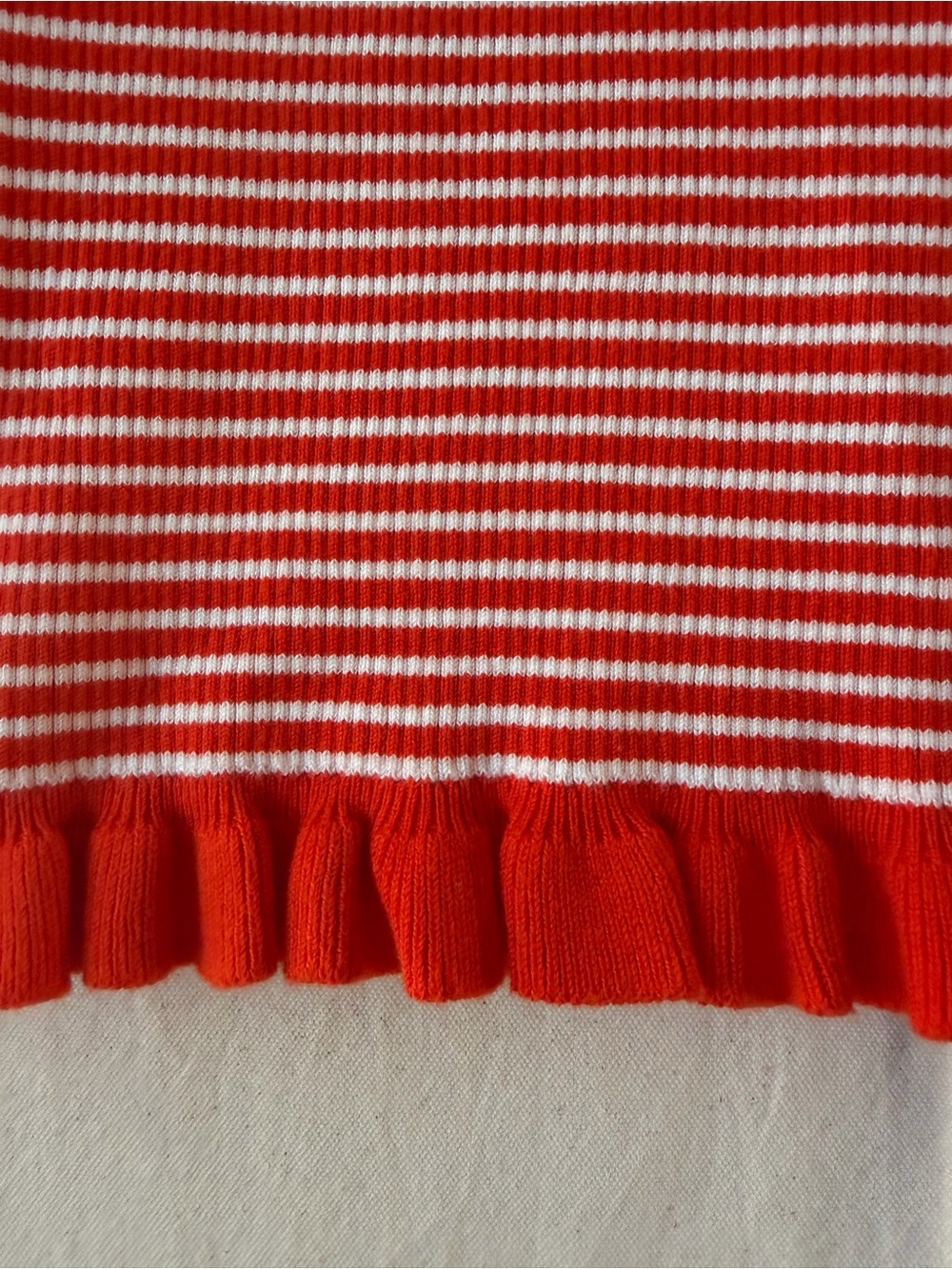 3/$20 Striped Red & White Ruffle-Hem Ribbed Knit Tank Top - Picture 2 of 3
